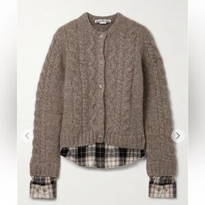 Acne Cable-Knit Cardigan in Taupe Brown